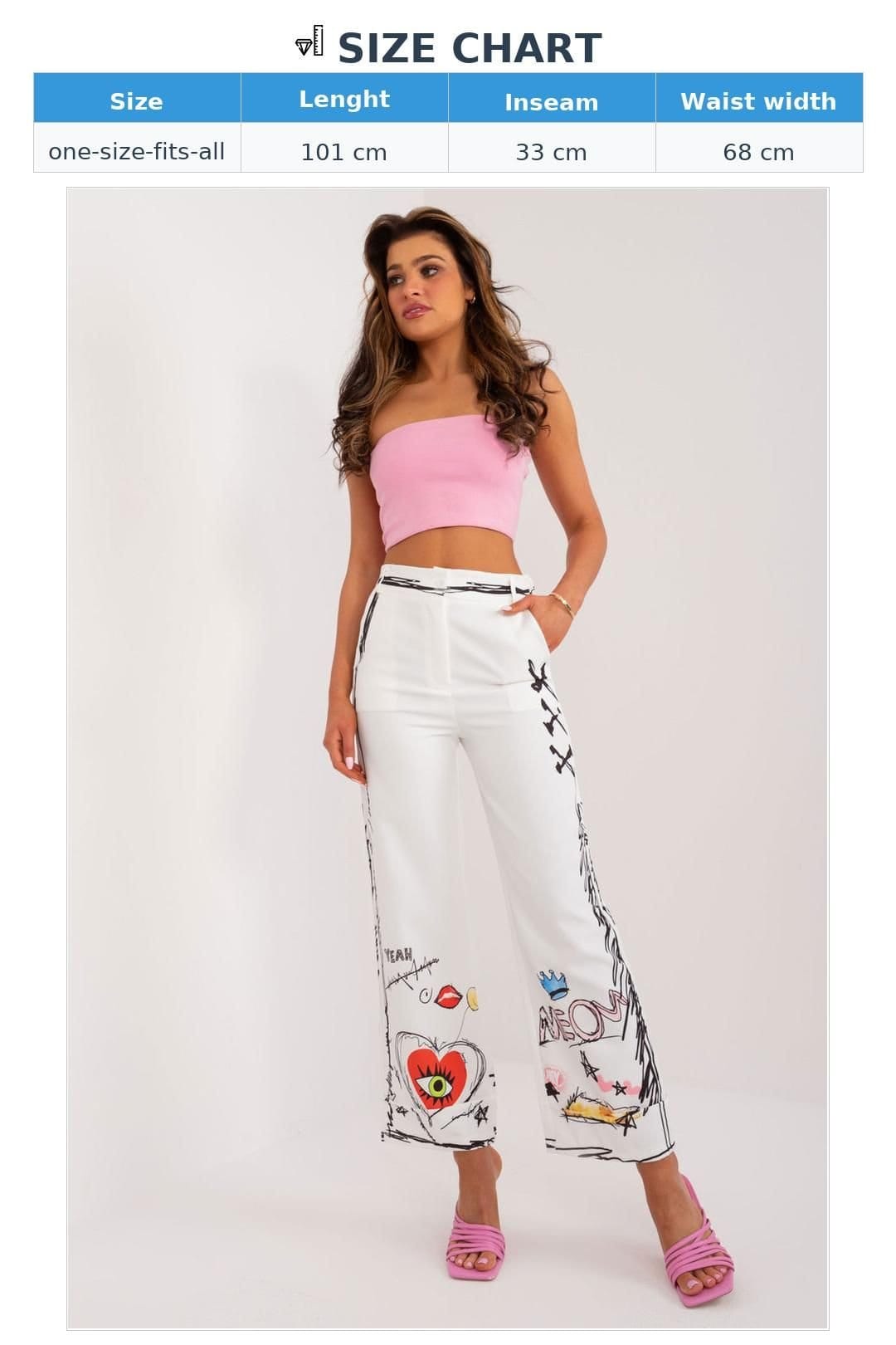 Love Lace Love Lace Women's Wide Leg Print Pants with Pockets in White - 4