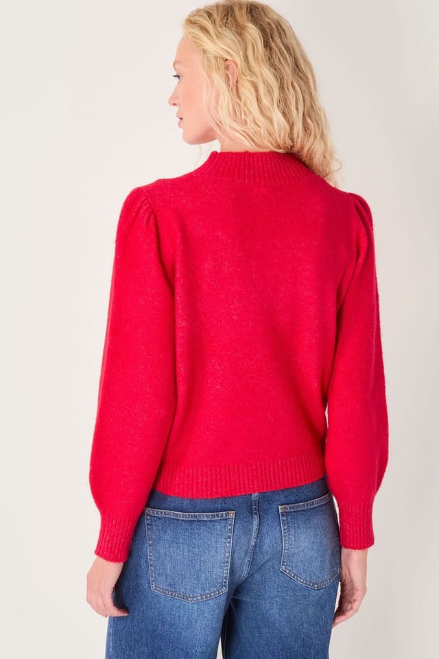Monsoon Monsoon Women's Erika Gemstone Embellished Jumper Red - 2
