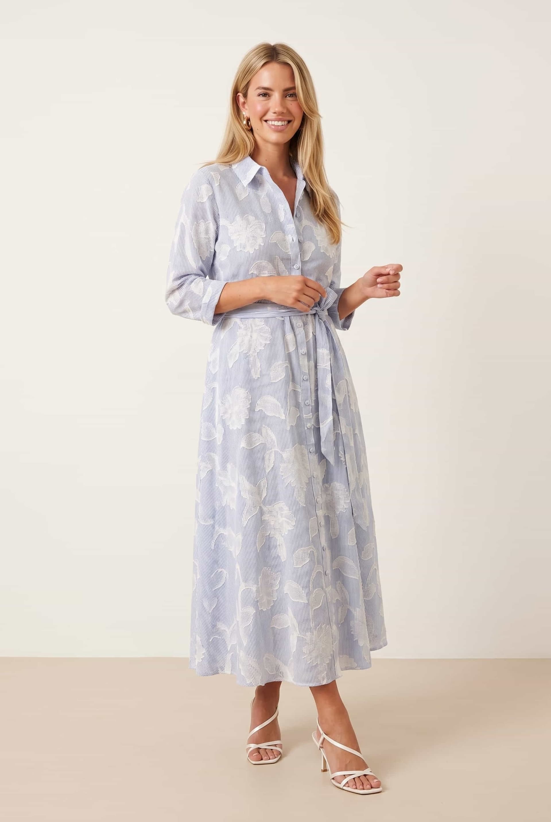 Style Cheat Style Cheat Women's Blue Burnout Shirt Dress