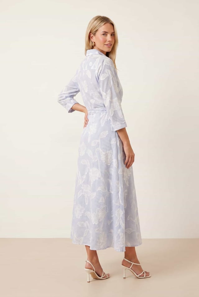 Style Cheat Style Cheat Women's Blue Burnout Shirt Dress - 3
