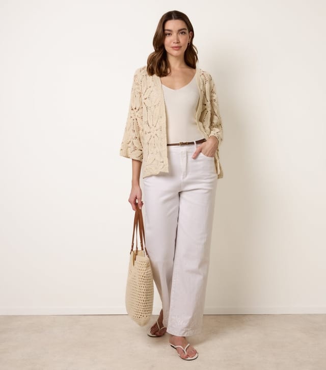 Blue Vanilla Women's Stone Floral Crochet Cardigan Blue Vanilla New Look - 2