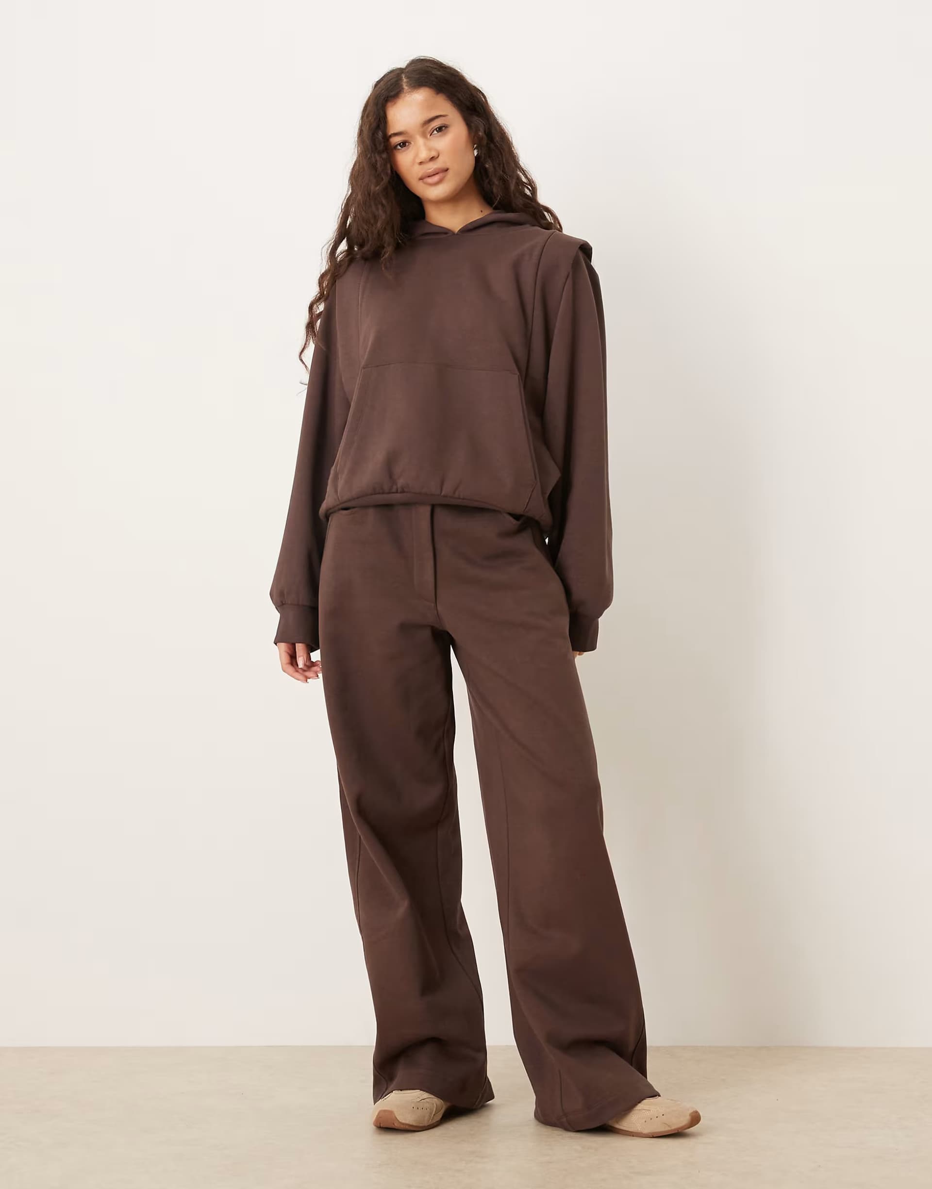 ASOS ASOS DESIGN Circular Design Collection wide leg jogger with seam details in brown