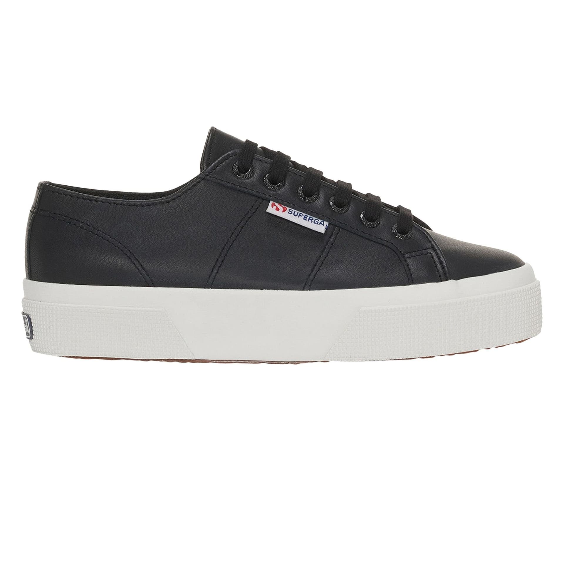 Superga Superga Women's 2740 Nappa Leather Platform Trainers in Black