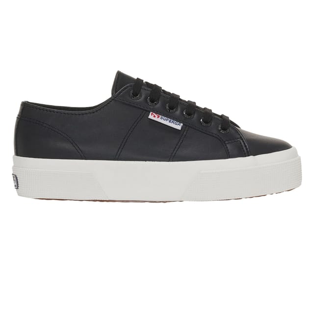 Superga Superga Women's 2740 Nappa Leather Platform Trainers in Black - 2