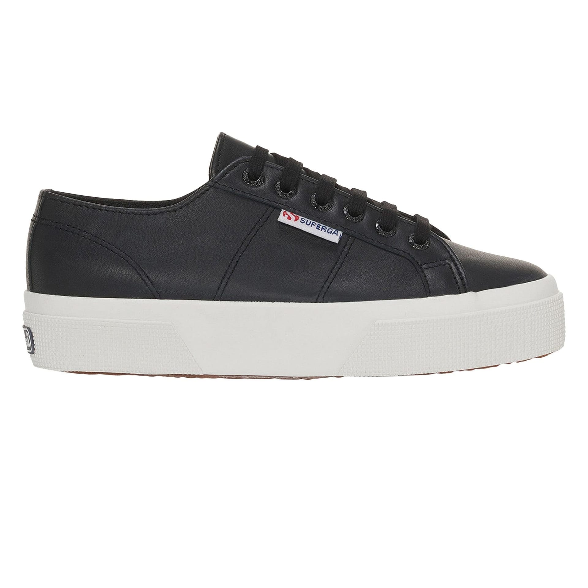 Superga Superga Women's 2740 Nappa Leather Platform Trainers in Black - 4