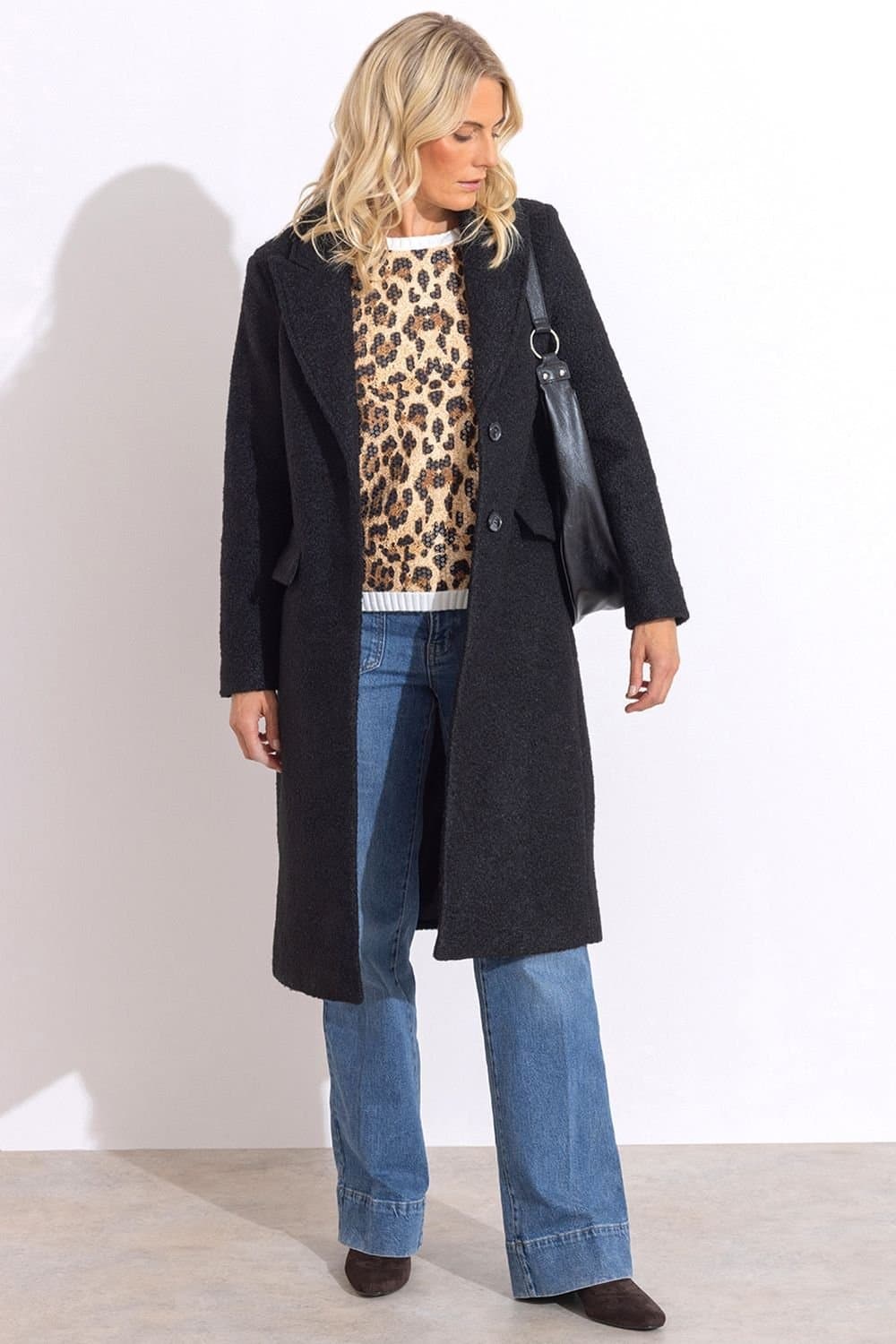 Klass. Klass. Women's Longline Boucle Coat in Black
