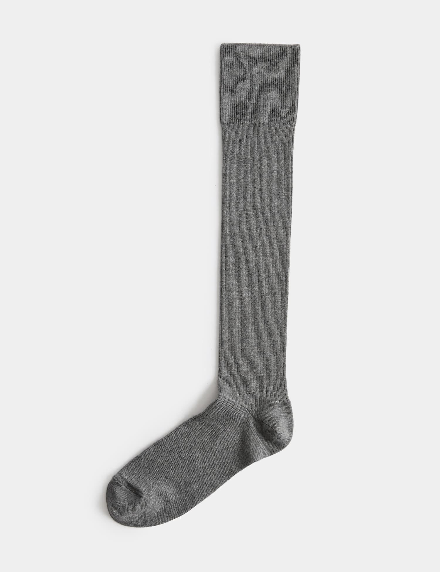 Marks & Spencer M&S Supersoft Ribbed Knee High Socks Grey