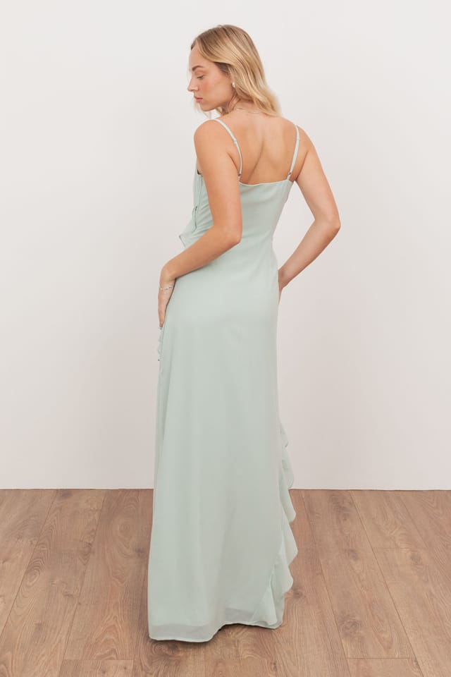 Anaya with Love Anaya with Love Women's Waterfall Ruffle Cowl Neck Cami Maxi Dress in Mint - 2