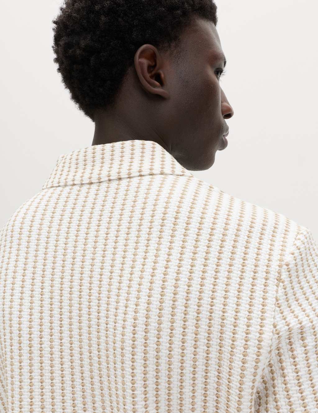 Marks & Spencer M&S Cotton Rich Jersey Geometric Polo Shirt Ivory - 2