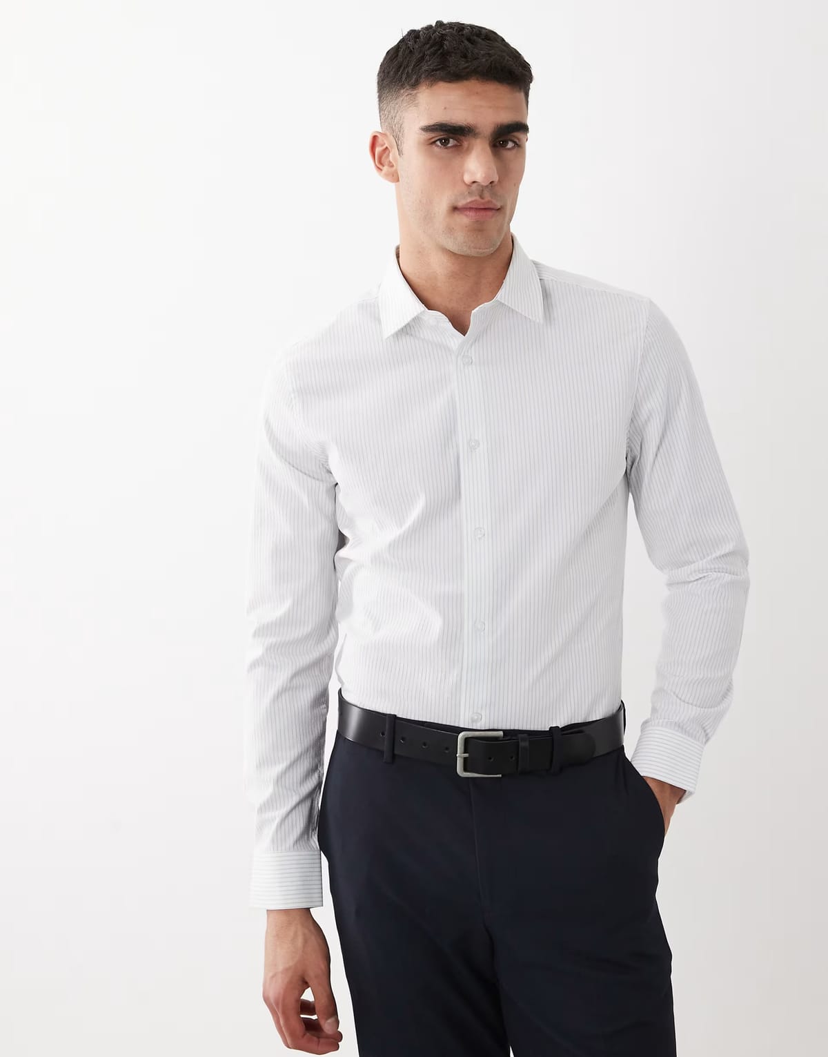 ASOS ASOS DESIGN smart slim shirt in blue stripe - 1
