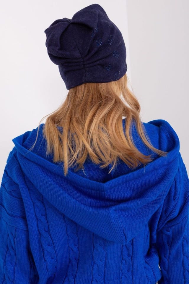 Love Lace Love Lace Women's Warm Winter Decorative Cashmere Beanie Hat with Rhinestone Trim in Navy - 3