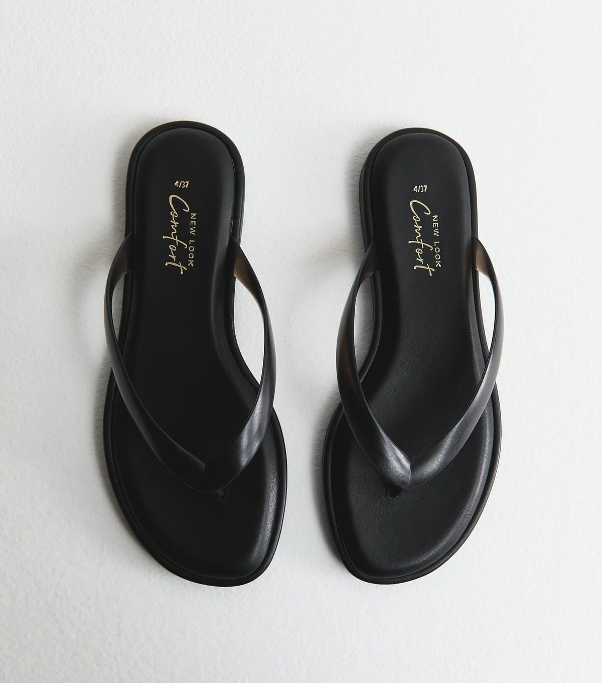 New Look Women's Black Jelly Thong Sandals Vegan New Look