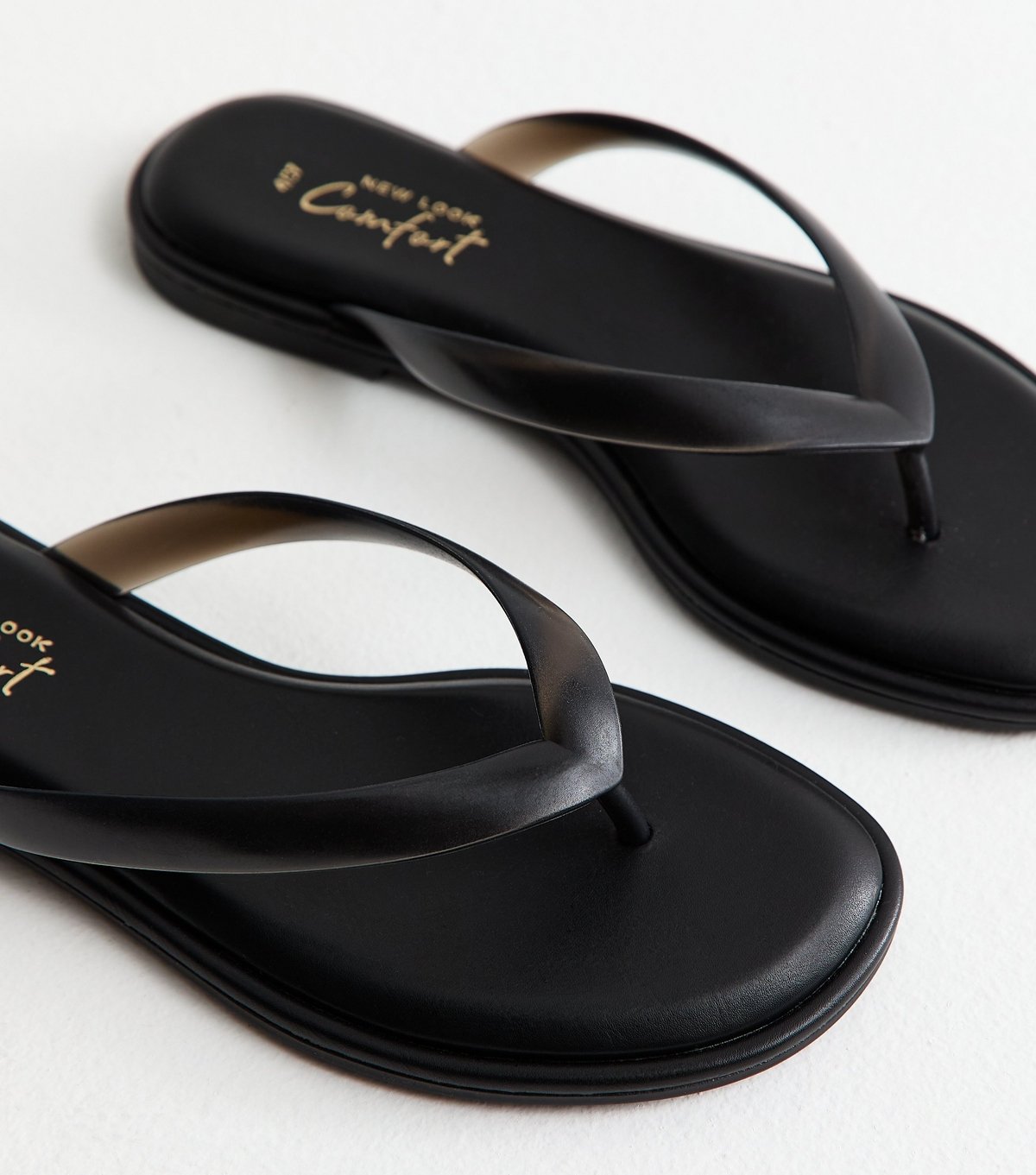 New Look Women's Black Jelly Thong Sandals Vegan New Look - 3