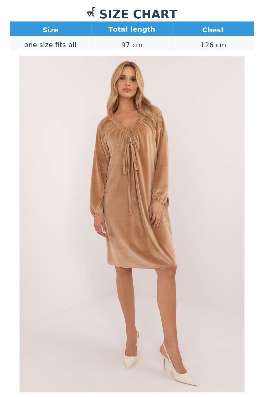 Love Lace Love Lace Women's Velour Everyday Dress with Heart Neckline in Brown - 4