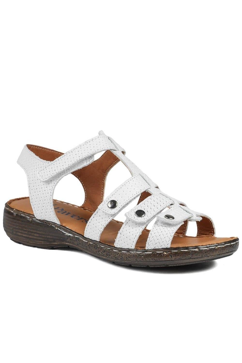 Pavers Pavers White Leather Touch Fastening Sandals