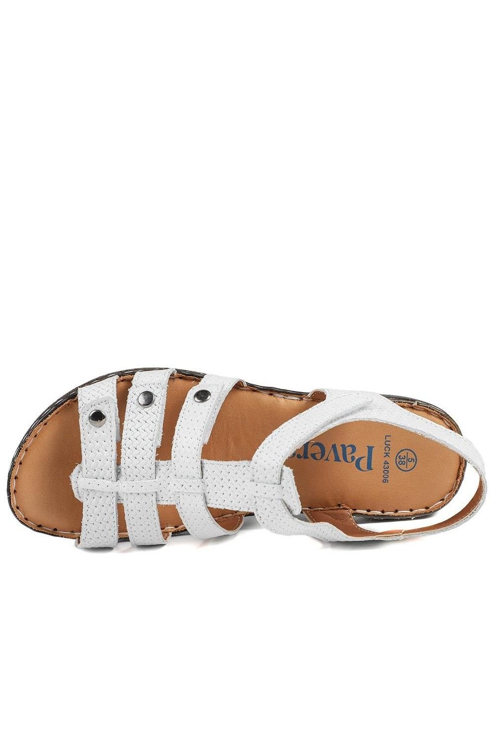 Pavers Pavers Women's Premium Leather Touch Fastening Sandals in White - 4