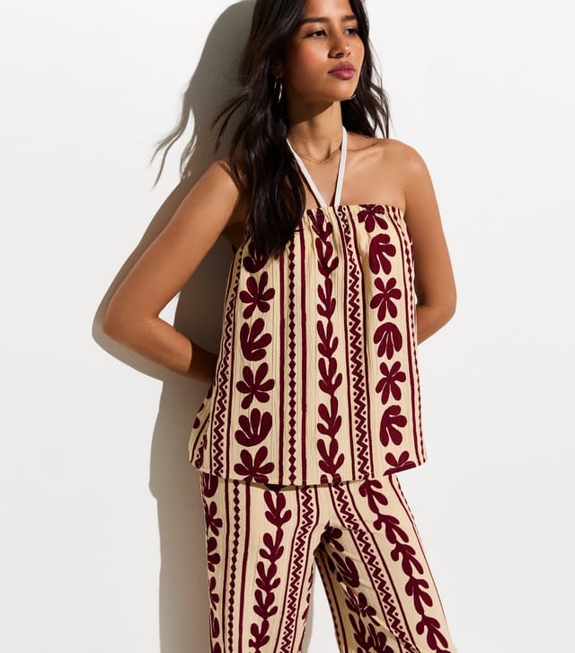 New Look Women's Brown Cactus Print Bandeau Beach Top New Look - 2