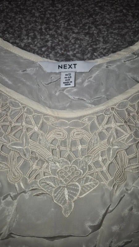 Next Next lace trim cream top size 12
