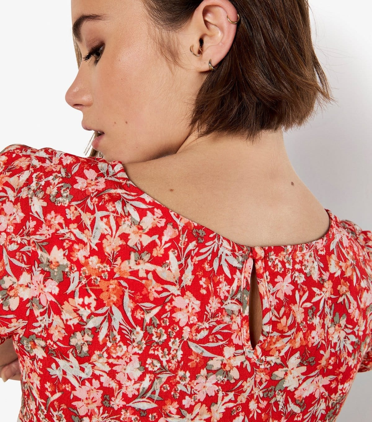 Apricot Women's Red Ditsy Floral Print Top Apricot New Look - 4