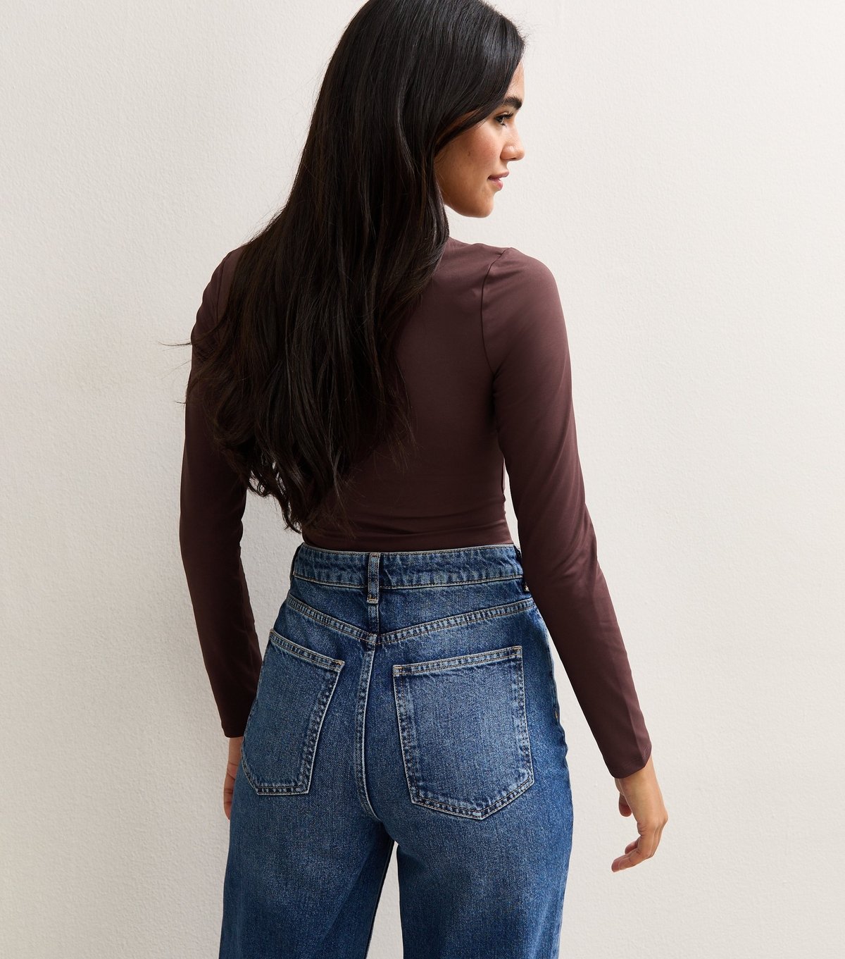 New Look Women's Burgundy Slinky Square Neck Long Sleeve Bodysuit New Look - 4