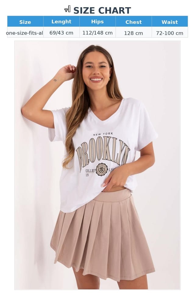 Love Lace Love Lace Women's Cotton V Neck T-Shirt Pleated Skirt Set in Beige - 3