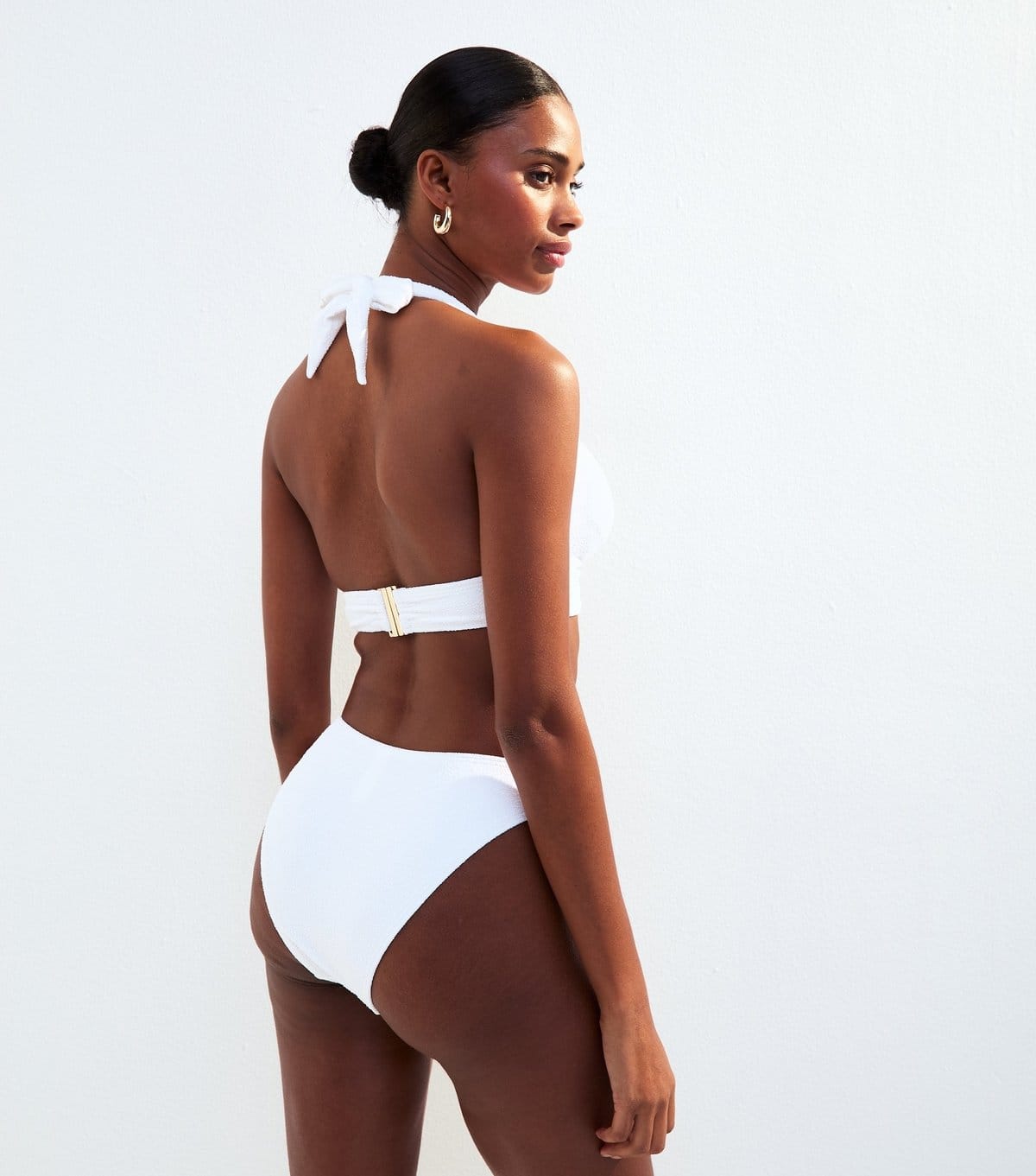 New Look Women's Cream Textured Jersey Ring Detail Bikini Bottoms New Look - 4