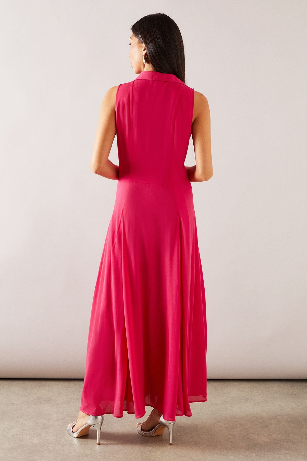 Wallis Wallis Women's Chiffon Sleeveless Maxi dress in Pink - 3