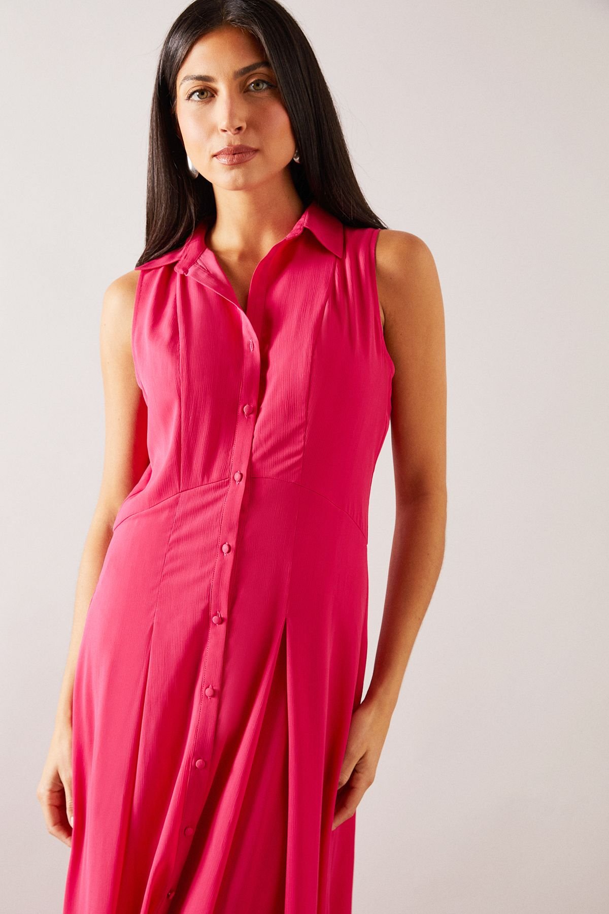 Wallis Wallis Women's Chiffon Sleeveless Maxi dress in Pink - 4