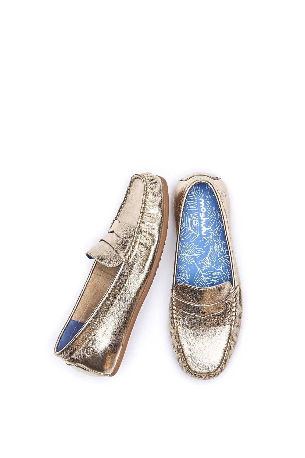 Moshulu Moshulu Women's 'Pipit' Classic Leather Moccasin Loafers in Metallic Gold - 2