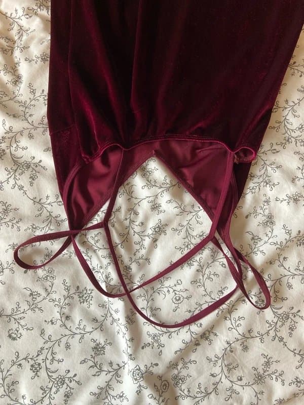 Topshop dark red velvet mini dress | S