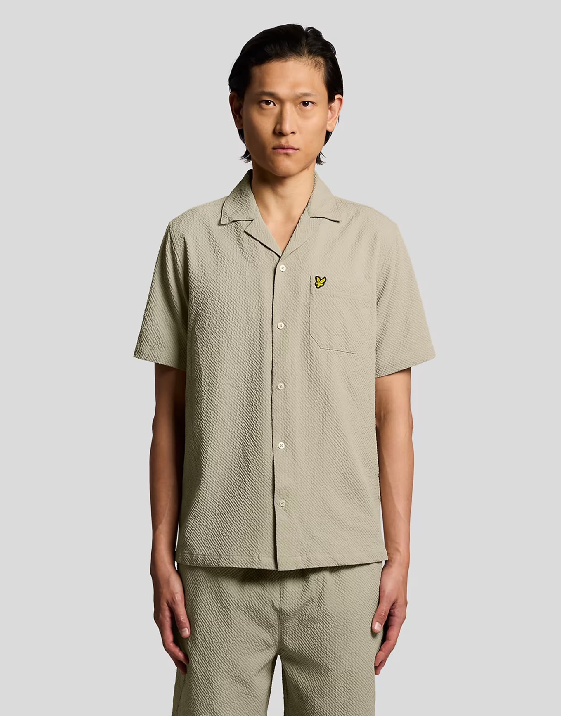 ASOS Lyle & Scott Ss woven shirts crinkle resort shirt in y55 savona clay