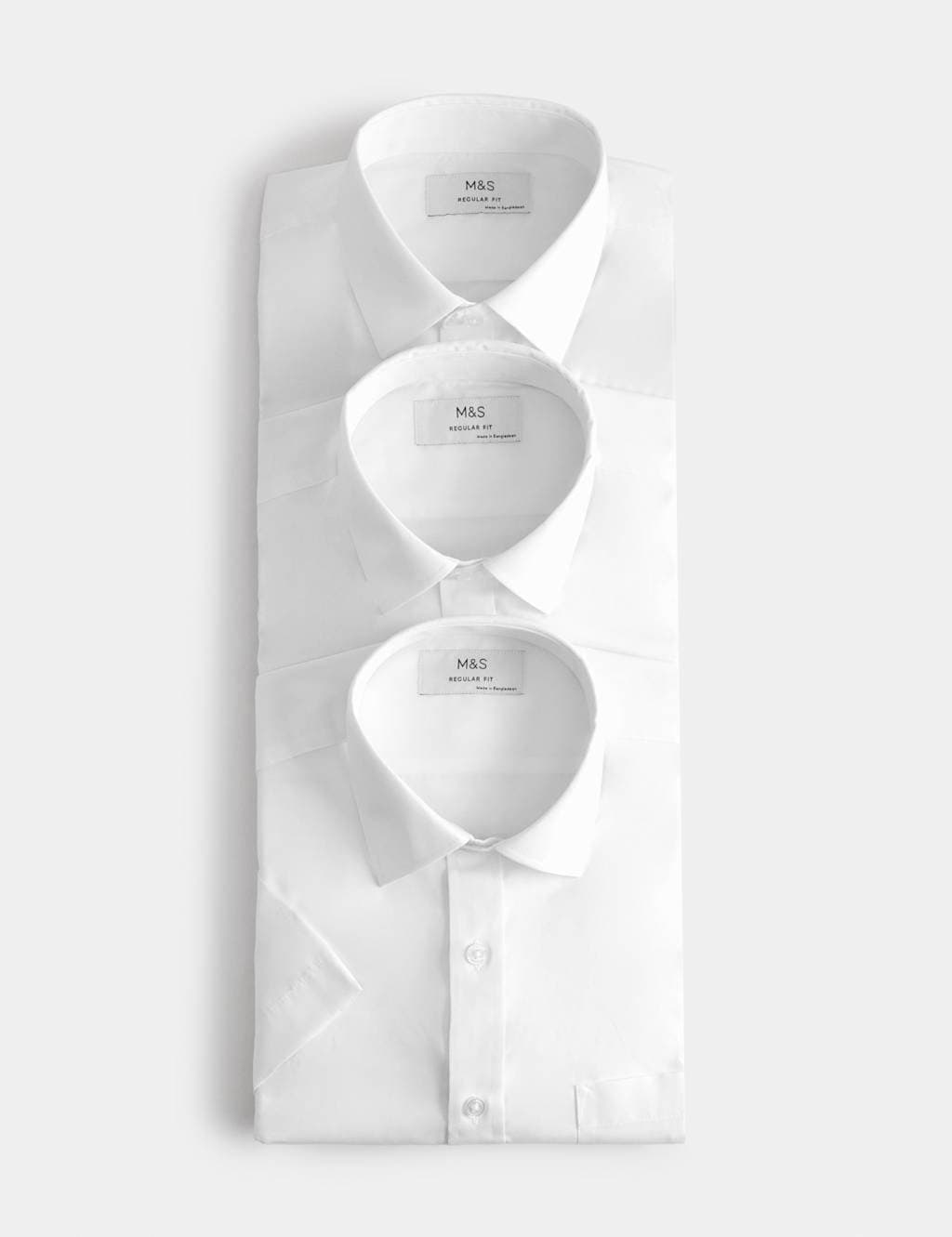 Marks & Spencer M&S 3 Pack Regular Fit Easy Iron Short Sleeve Shirts White