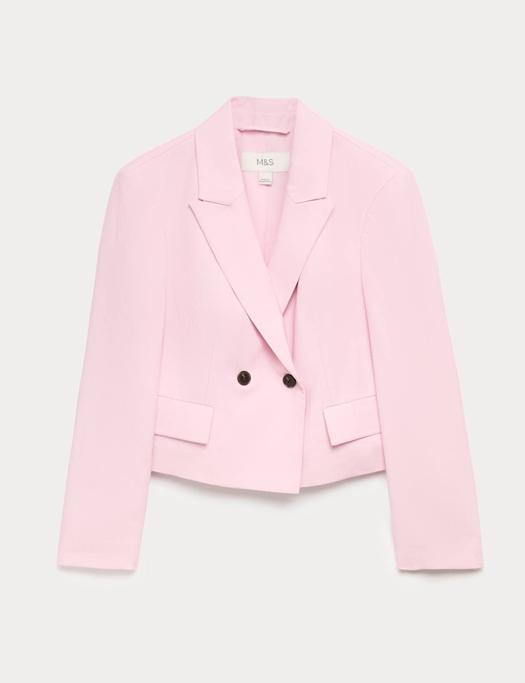 Marks & Spencer M&S English Rose Linen Blazer with Double Breasted Front