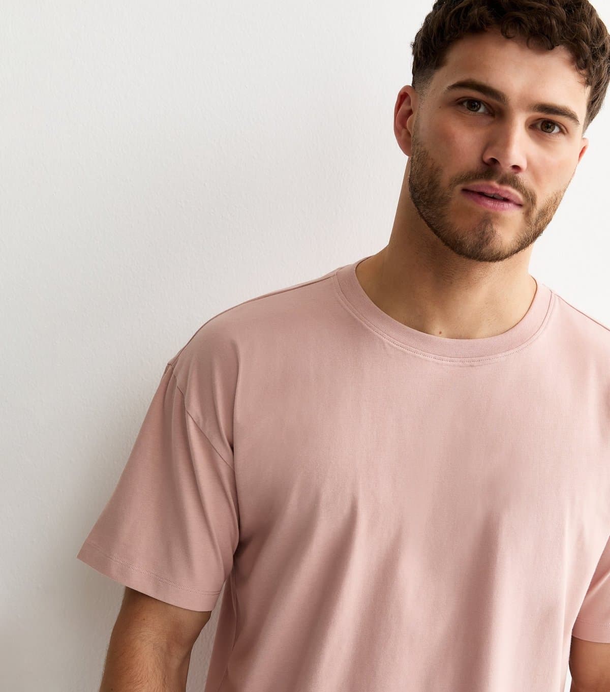 New Look Men's Pink Oversized Short Sleeve T-Shirt New Look