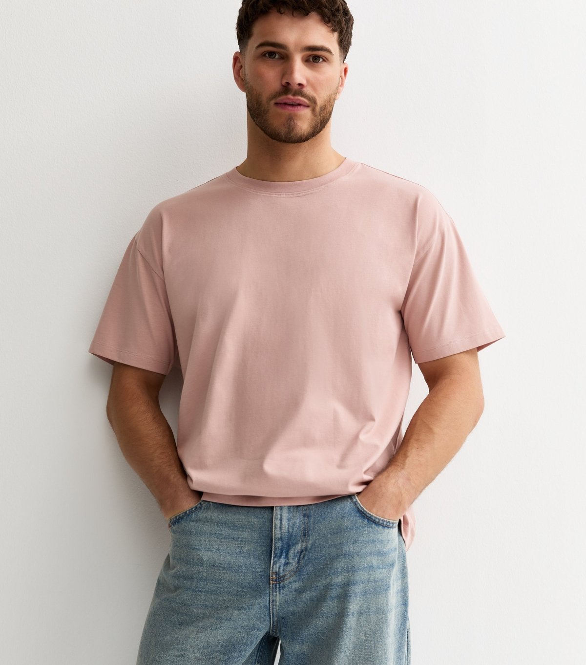 New Look Men's Pink Oversized Short Sleeve T-Shirt New Look - 2