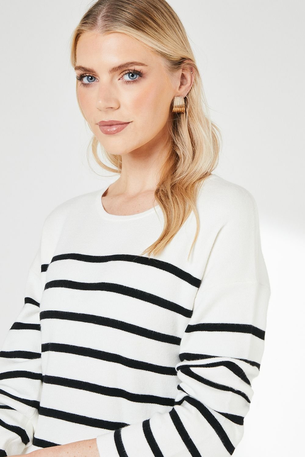 Principles Principles Women's Striped Slouchy Knitted Midi Dress in Ivory - 4