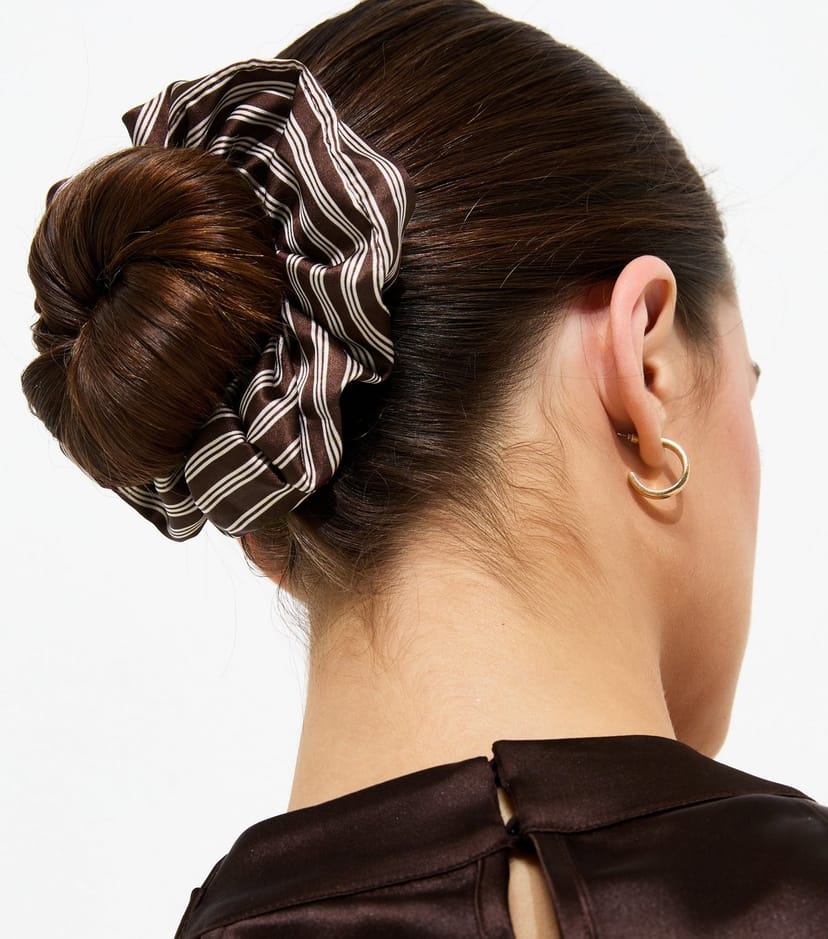 New Look Brown Striped Scrunchie New Look - 1