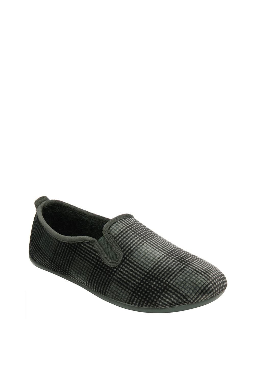 Lotus Lotus Men's 'Enrique' Check-Print Full Slippers in Grey