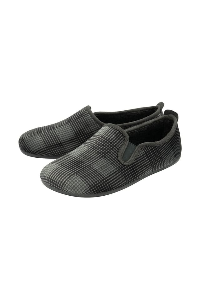 Lotus Lotus Men's 'Enrique' Check-Print Full Slippers in Grey - 2