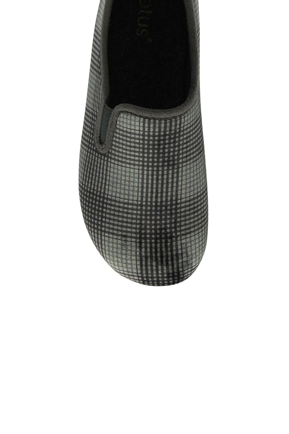 Lotus Lotus Men's 'Enrique' Check-Print Full Slippers in Grey - 4