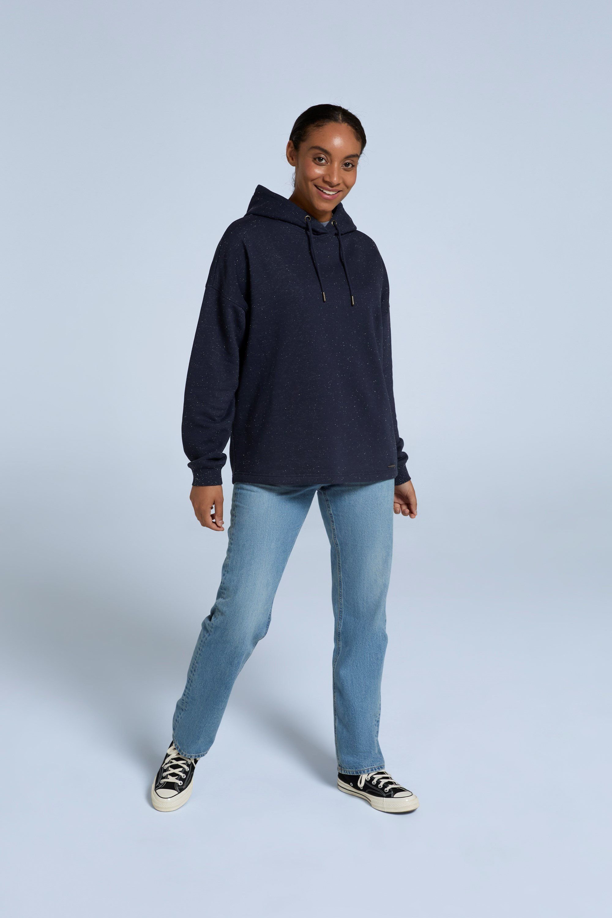 Animal Animal Women's 'Amber' Stylish Cotton Hoodie Soft Relaxed Fit Lightweight Sweatshirt in Navy - 2