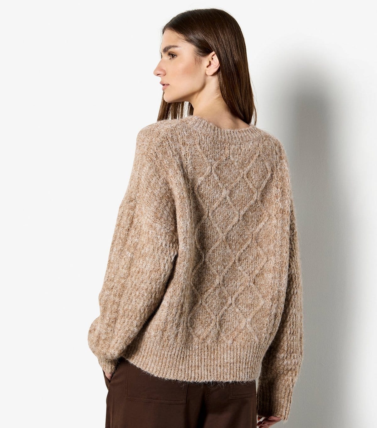 Apricot Women's Brown Cable Knit Sequin Embellished Jumper Apricot New Look - 4