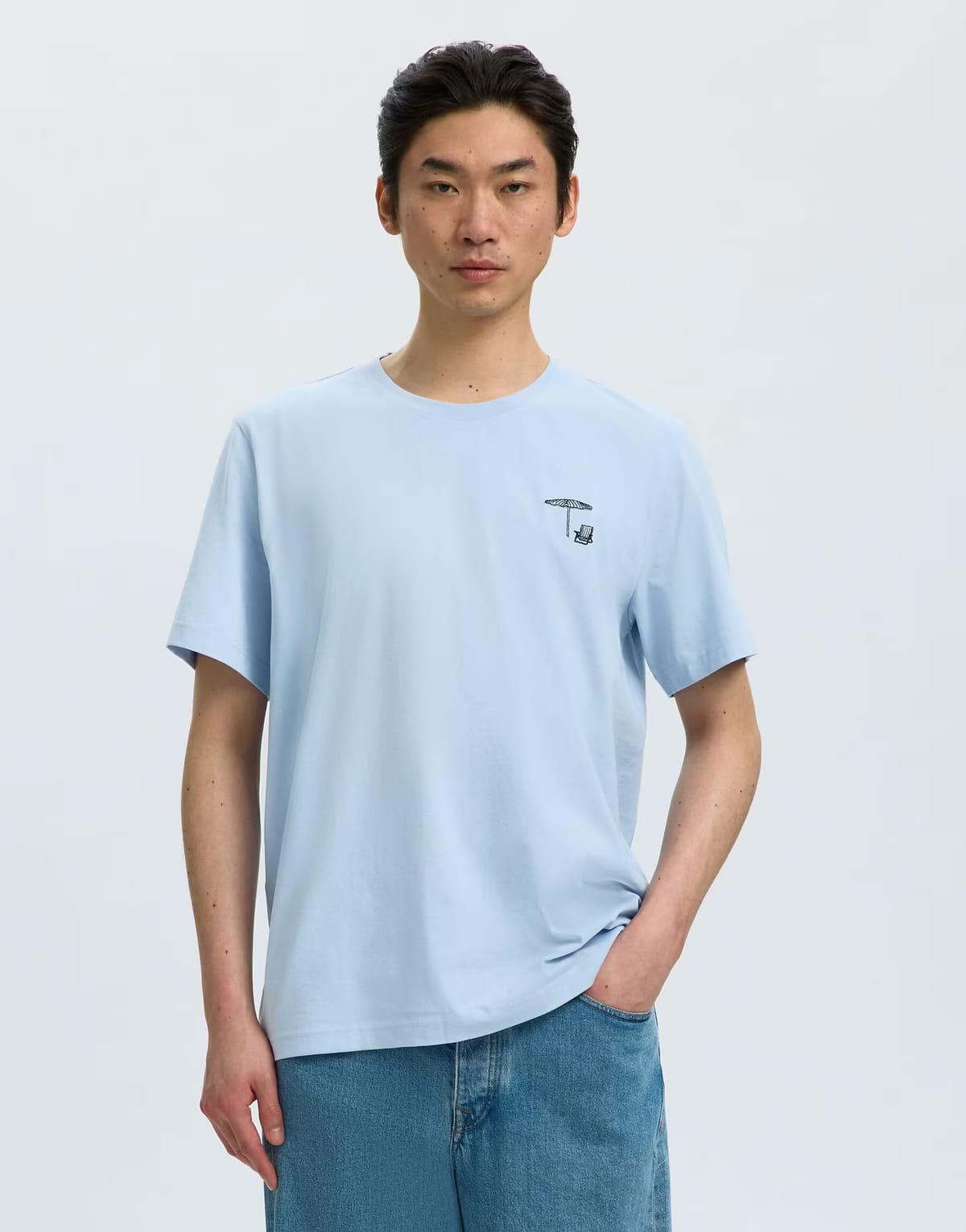 ASOS Selected T-shirt in light blue - 1