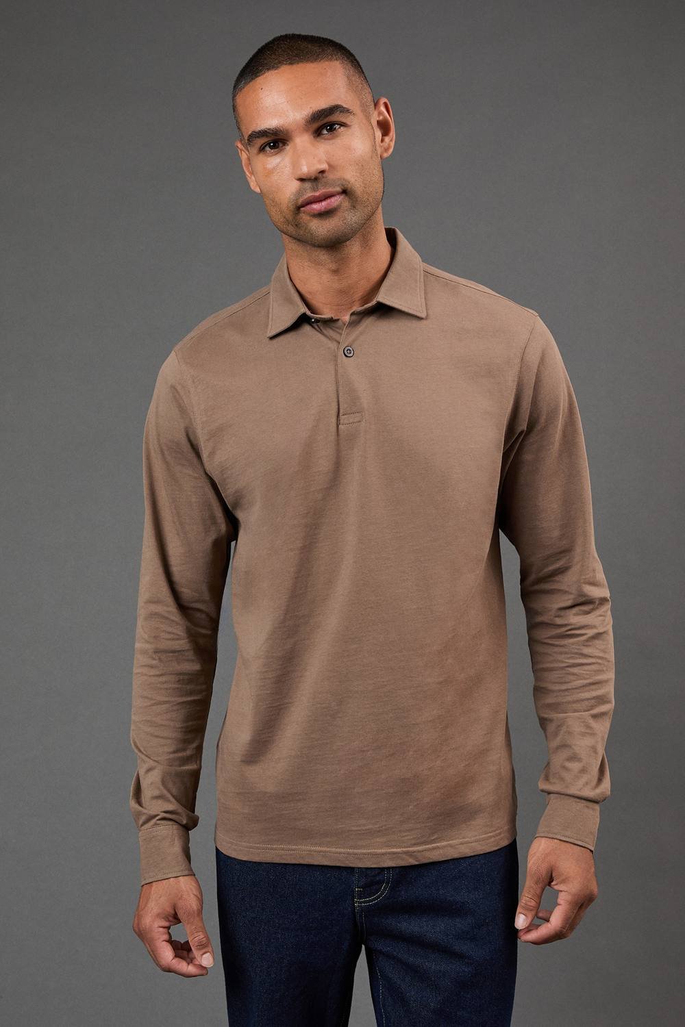 Burton Burton Men's Mocha Long Sleeve Smart Jersey Polo Shirt - 2