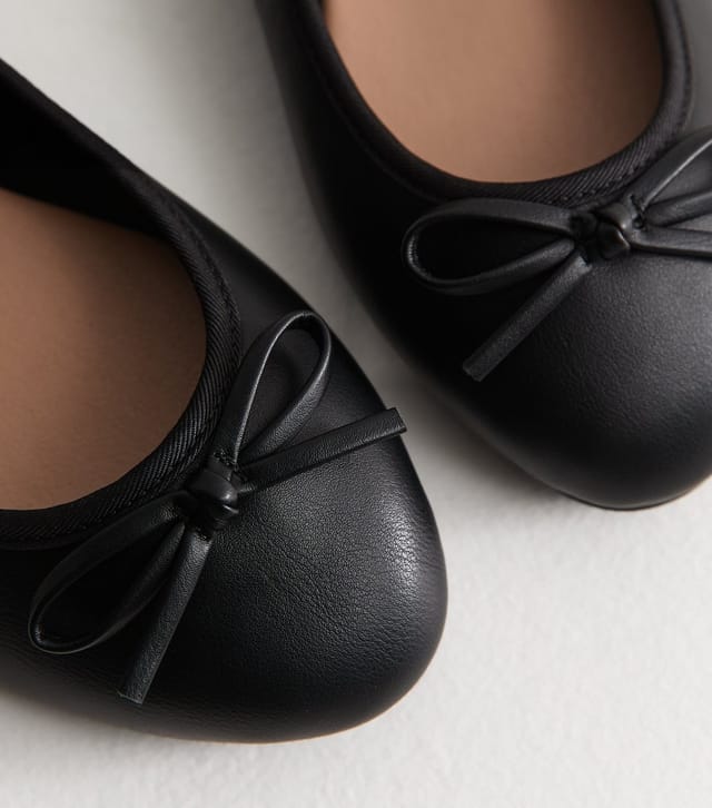 New Look Women's Extra Wide Fit Black Faux Leather Ballet Flats Vegan New Look - 3