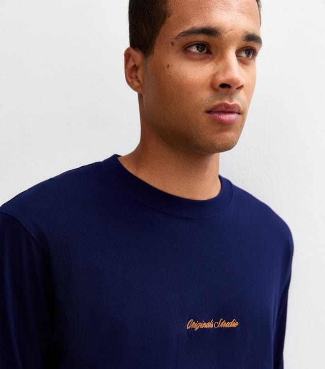 jack & jones Men's Navy Logo Long Sleeve Crew Neck Top Jack & Jones New Look - 2