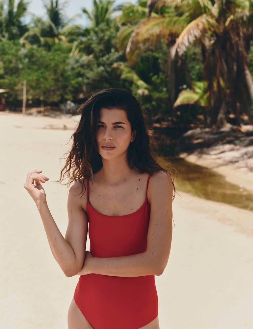 Marks & Spencer M&S Cami Scoop Neck Swimsuit Lacquer Red