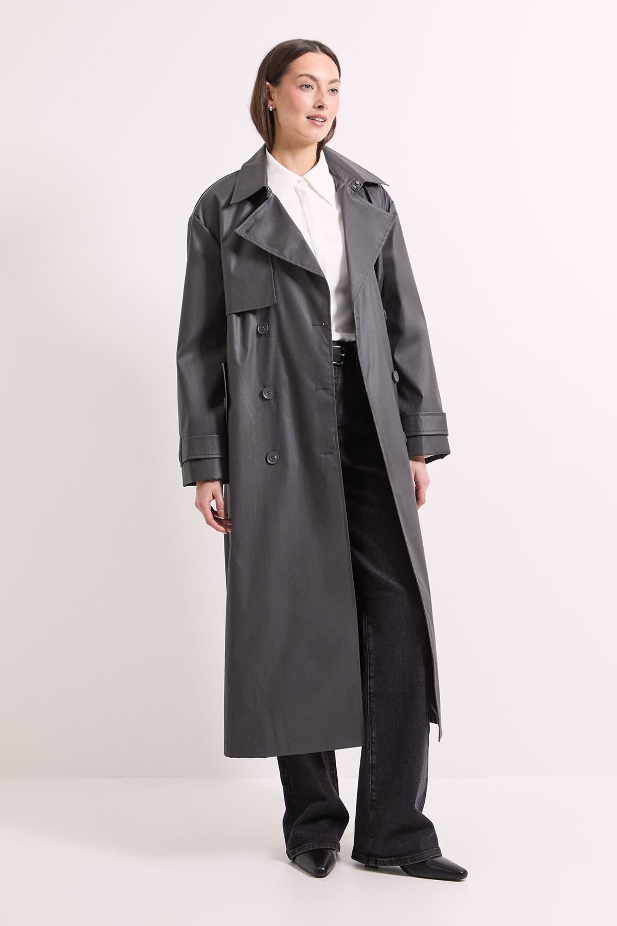 Wallis Wallis Women's Principles by Oversized Trench Coat in Charcoal