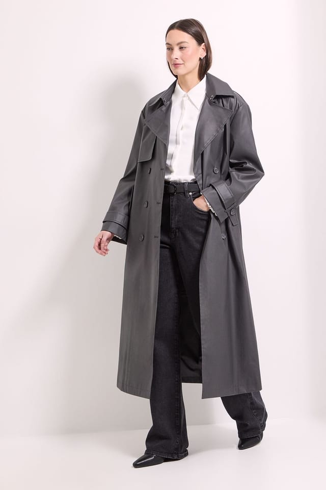 Wallis Wallis Women's Principles by Oversized Trench Coat in Charcoal - 2