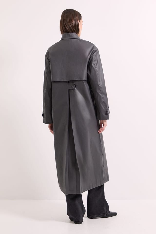 Wallis Wallis Women's Principles by Oversized Trench Coat in Charcoal - 3